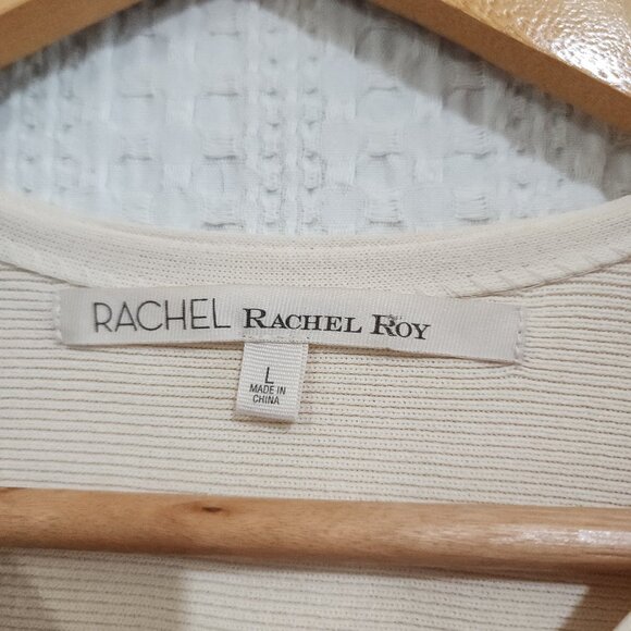 Rachel Roy Women's Triangles & Rectangles Crop Top Blouse Off-White Size Large - Picture 13 of 14